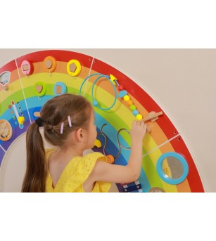 Jucarie de perete cu activitati, Curcubeu, Viga - Jucării de lemn si Montessori