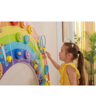 Jucarie de perete cu activitati, Curcubeu, Viga - Jucării de lemn si Montessori