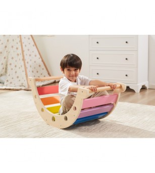 Balansoar din lemn Curcubeu, Viga - Jucării de lemn si Montessori