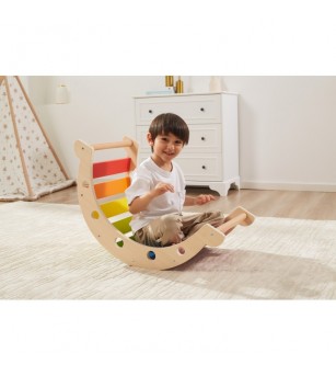 Balansoar din lemn Curcubeu, Viga - Jucării de lemn si Montessori