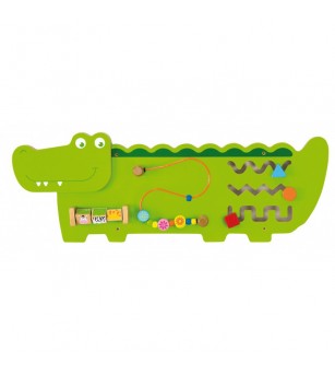 Jucarie de perete cu activitati, Crocodil, Viga - Jucării de lemn si Montessori