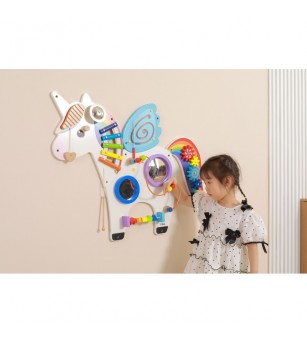 Jucarie de perete cu activitati, Unicorn, Viga - Jucării de lemn si Montessori