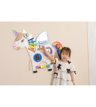 Jucarie de perete cu activitati, Unicorn, Viga - Jucării de lemn si Montessori