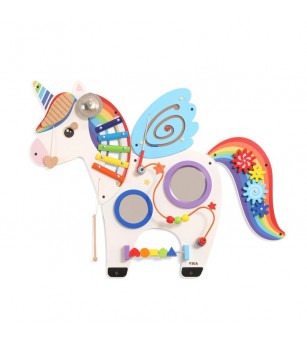 Jucarie de perete cu activitati, Unicorn, Viga - Jucării de lemn si Montessori