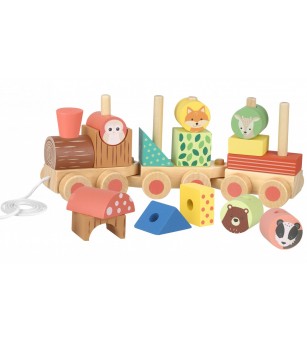 Trenulet din lemn cu forme si animale, Orange Tree Toys - Jucării de lemn si Montessori Trenulet din lemn cu forme si animale, Orange Tree Toys - Jucării de lemn si Montessori