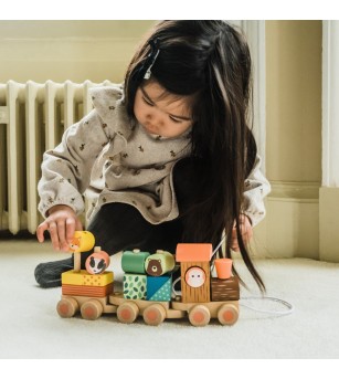Trenulet din lemn cu forme si animale, Orange Tree Toys - Jucării de lemn si Montessori Trenulet din lemn cu forme si animale, Orange Tree Toys - Jucării de lemn si Montessori