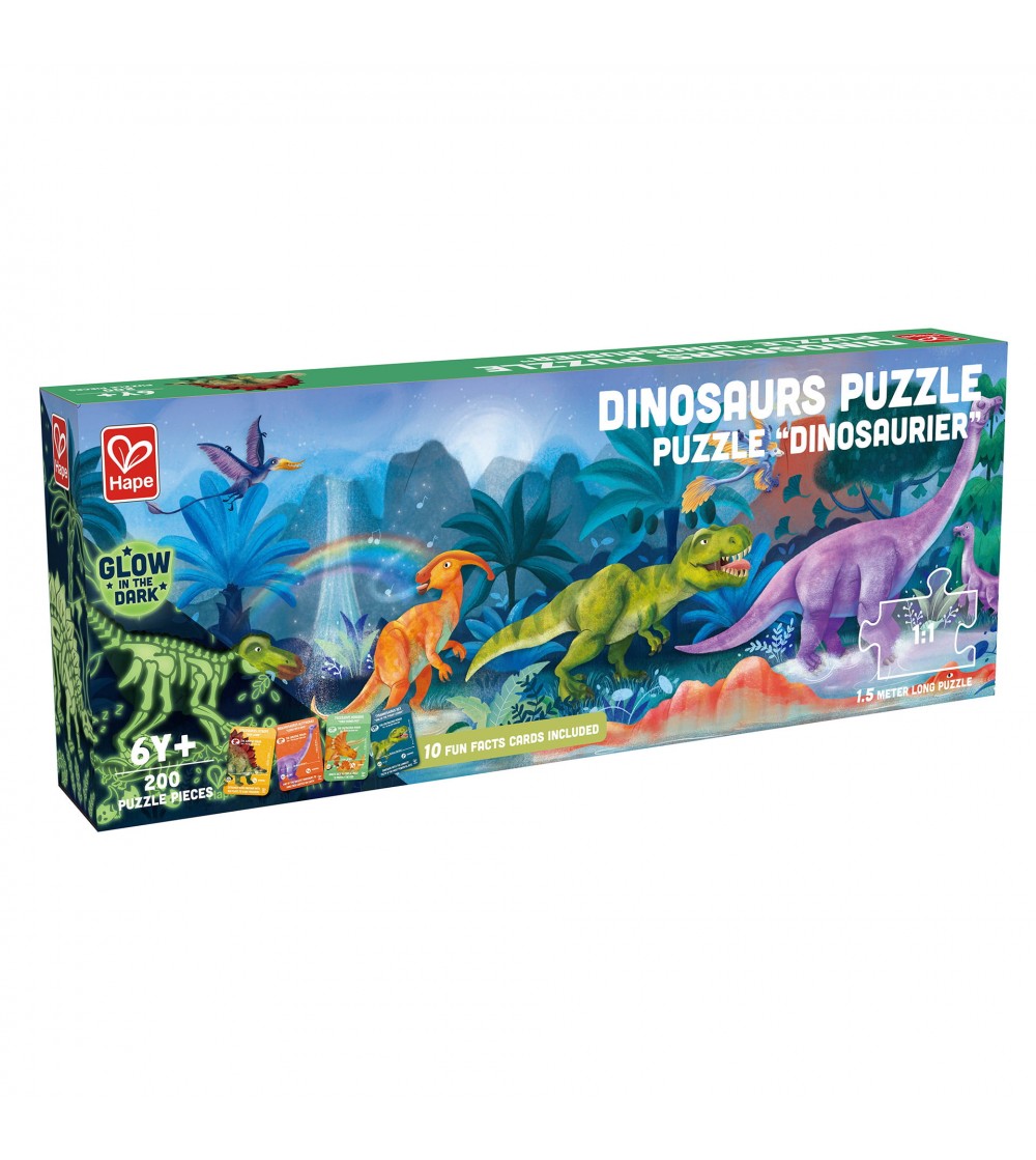 Puzzle pentru copii cu dinozauri fotoluminescent (200 piese, 1.5m) - Puzzle-uri