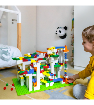 Jucarie Marble Run mega cutie de constructie Hubelino (585 piese) - Jocuri construcție