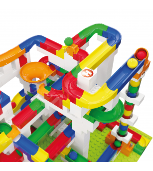Jucarie Marble Run mega cutie de constructie Hubelino (585 piese) - Jocuri construcție