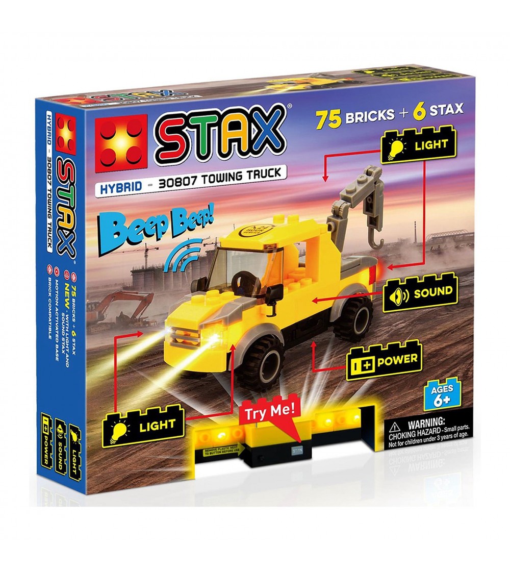 Jucarie - Seturi de constructie cu lumini si sunete Stax - Camion de tractare - Jocuri construcție
