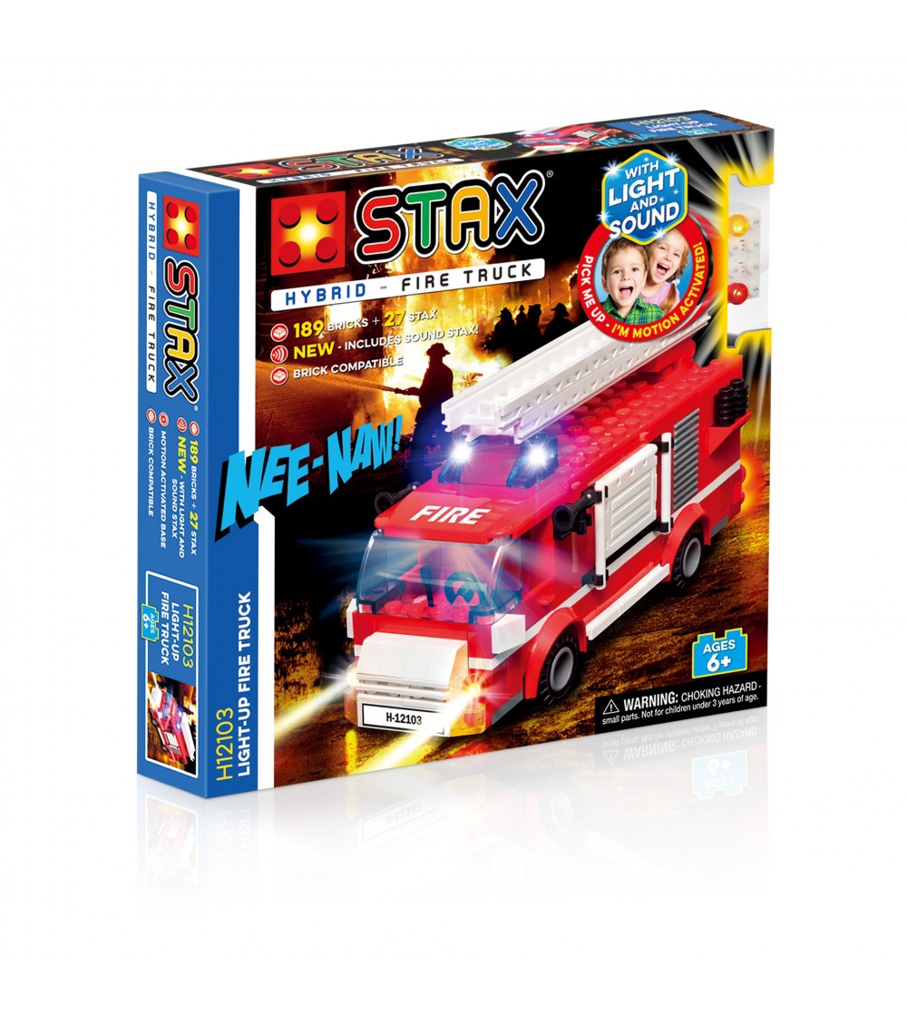 Jucarie - Seturi de constructie cu lumini si sunete Stax - Masina de pompieri (varianta mare) - Jocuri construcție