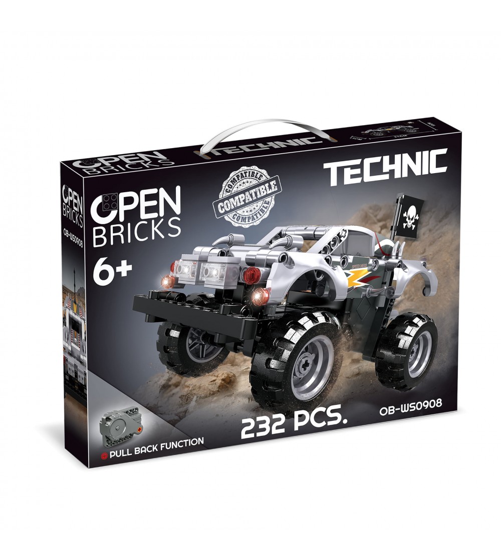 Jucarie - Seturi de constructie - Monster truck argintie (232 piese) - Jocuri construcție