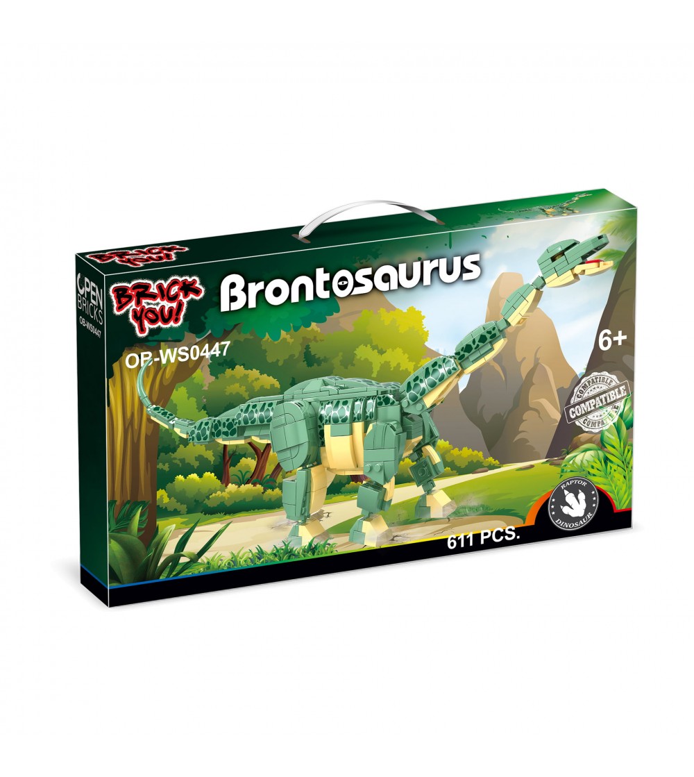 Jucarie - Seturi de constructie - Dinozaur Brontozaur (611 piese) - Jocuri construcție