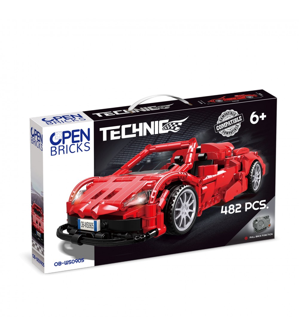 Jucarie - Seturi de constructie - Masina sport rosie (482 piese) - Jocuri construcție