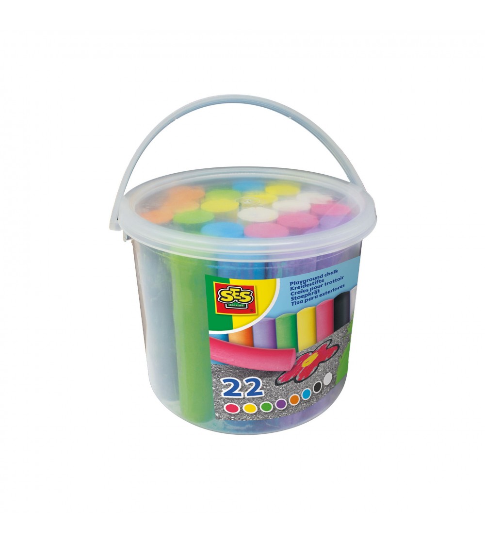Creta pentru terenul de joaca in galeata (22 buc) - Cretă colorată Creta pentru terenul de joaca in galeata (22 buc) - Cretă colorată