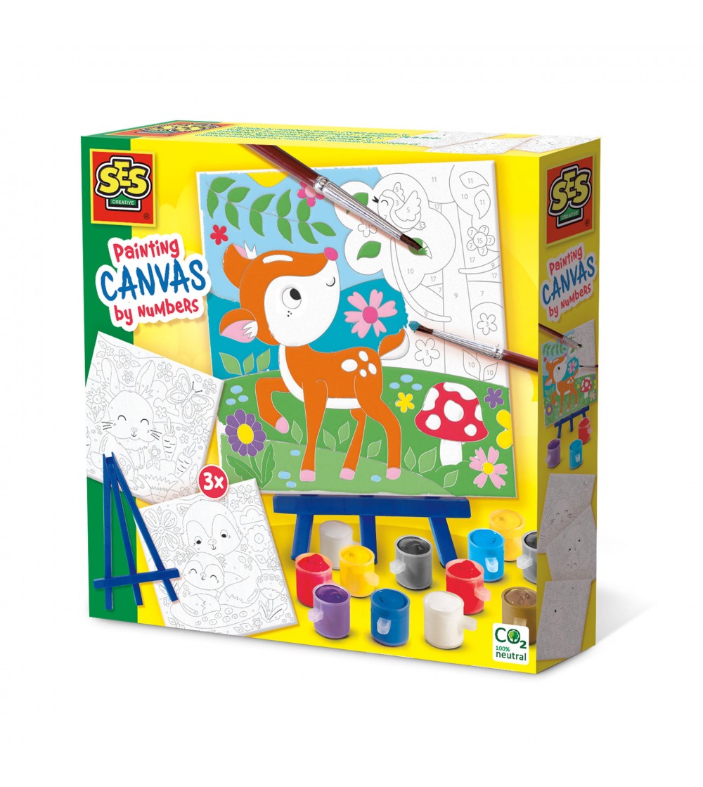 Set creativ - Pictura pe numere Animale din padure (3 panze) - Seturi cu pictura