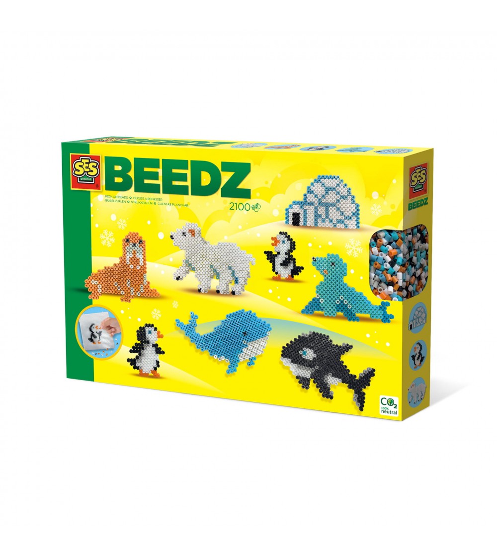 Set creativ Beedz - Margele de calcat Animale polare - Mărgele de călcat