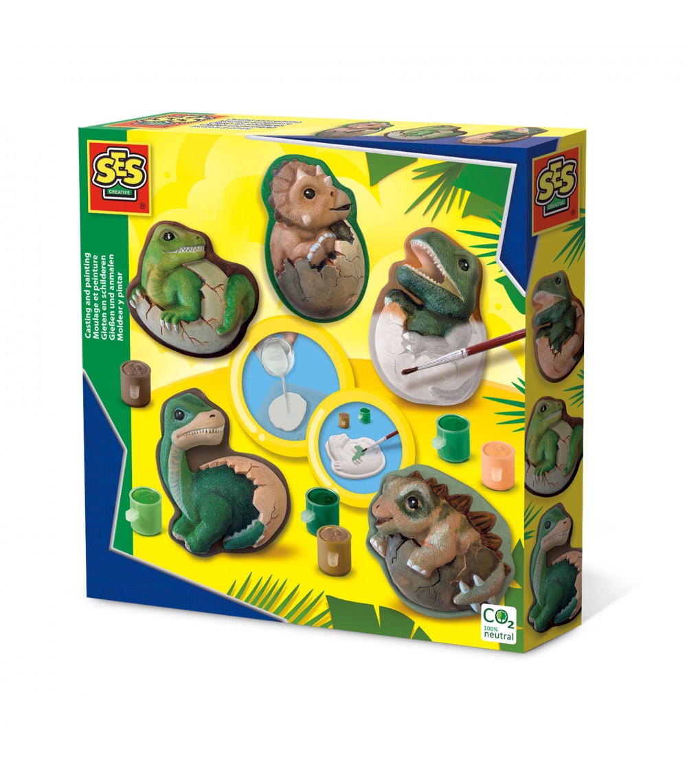 Set creativ mulaj si pictura, Dinozauri pui in oua - Figurine de pictat