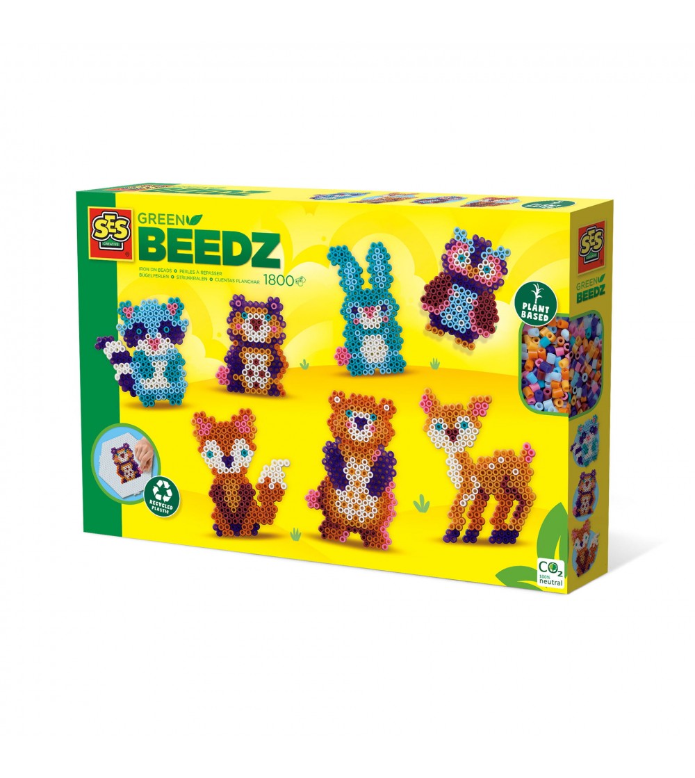Set creativ Green Beedz Margele de calcat Animale din padure - Mărgele de călcat