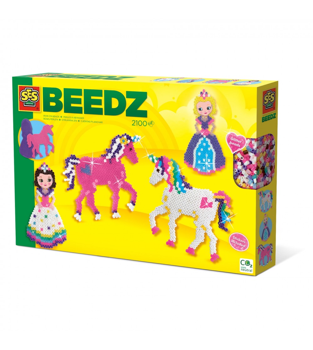 Set creativ copii Beedz - Margele de calcat cu unicorni si printese - Mărgele de călcat Set creativ copii Beedz - Margele de calcat cu unicorni si printese - Mărgele de călcat