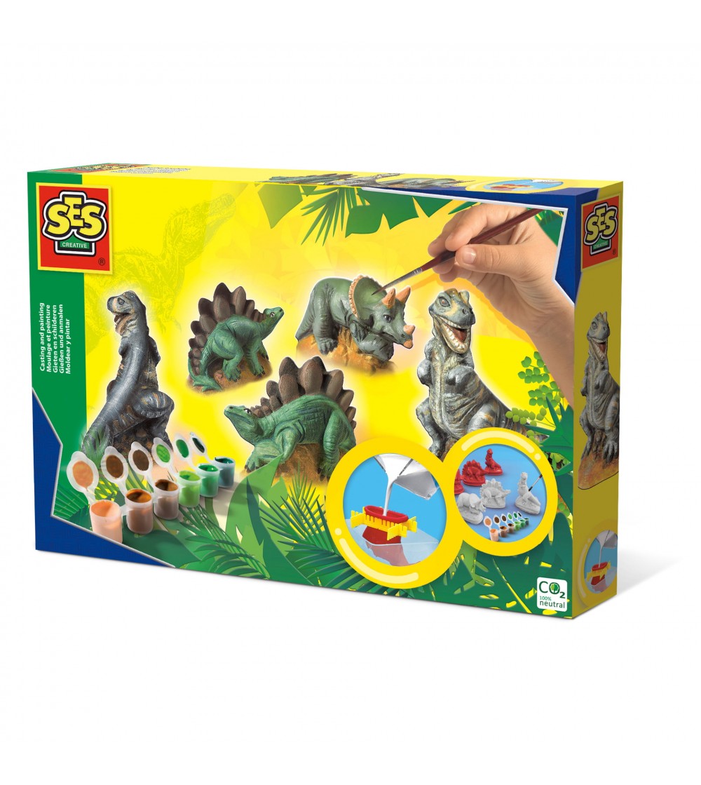 Set creativ mulaj si pictura - Dinozauri - Figurine de pictat Set creativ mulaj si pictura - Dinozauri - Figurine de pictat