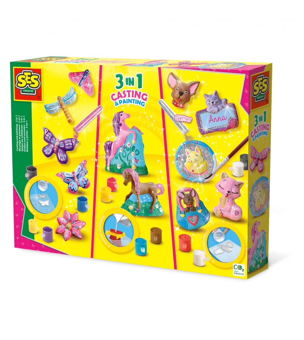 Set creativ mulaj si pictura - 3 in 1 - Figurine de pictat Set creativ mulaj si pictura - 3 in 1 - Figurine de pictat