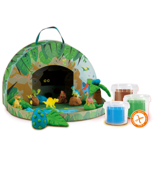 Set creativ - Lumea dinozaurilor din plastilina (geanta tematica) - Animalute din plastilina
