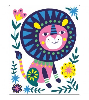 Set creativ tablouri cu nisip colorat, animale salbatice - Seturi cu nisip colorat și sclipici