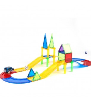Set de constructie magnetic 3D - Circuit masinute (45 piese) - Jucarii magnetice