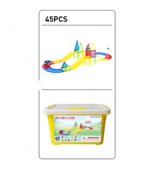 Set de constructie magnetic 3D - Circuit masinute (45 piese) - Jucarii magnetice