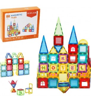 Set de constructie magnetic 3D - 88 piese - Jocuri construcție