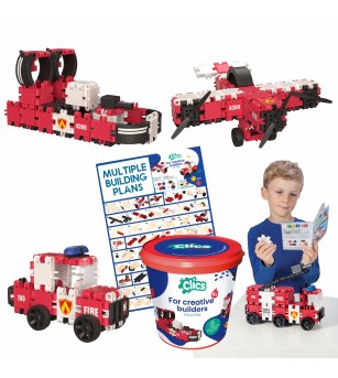 Set Clics de construit vehicule pompieri 8 in 1 - Jocuri construcție