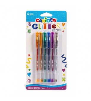 Pix cu gel Carioca Glitter 6 culori/set - Carioci și creioane colorate