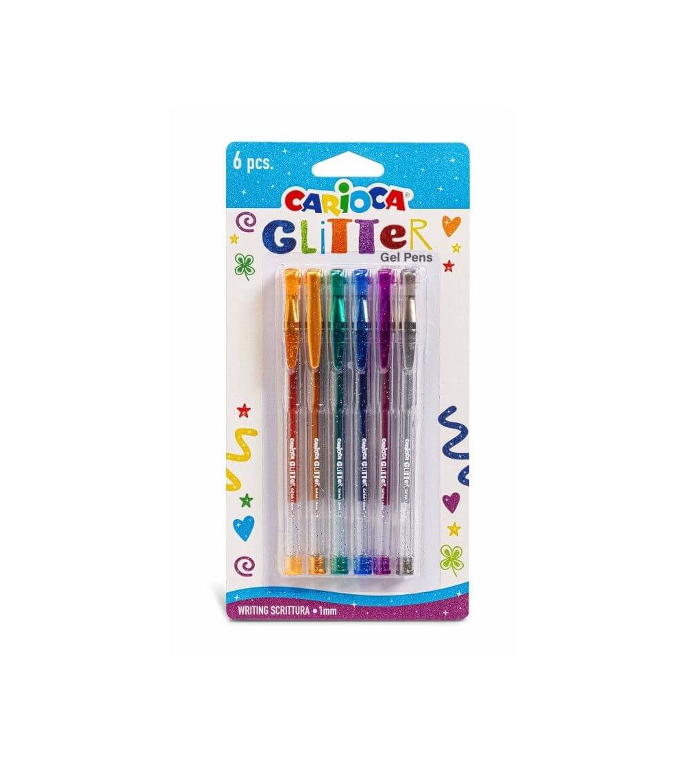 Pix cu gel Carioca Glitter 6 culori/set - Carioci și creioane colorate