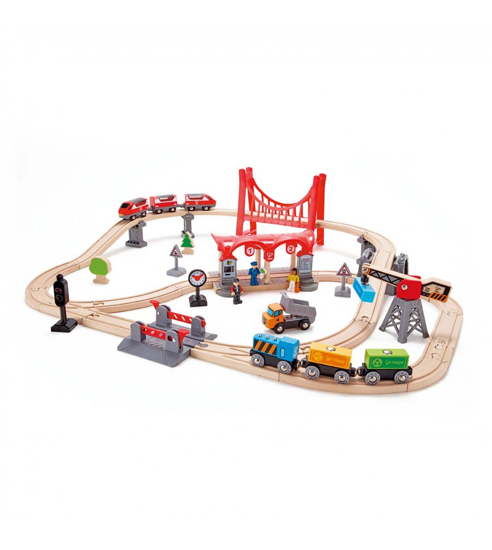 Jucarie din lemn - Set de trenuri urbane (51 piese) - Vehicule de jucărie Jucarie din lemn - Set de trenuri urbane (51 piese) - Vehicule de jucărie