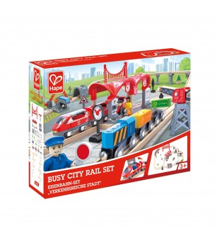Jucarie din lemn - Set de trenuri urbane (51 piese) - Vehicule de jucărie Jucarie din lemn - Set de trenuri urbane (51 piese) - Vehicule de jucărie