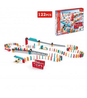 Jucarie din lemn - Domino fabrica de roboti (122 piese) - Jocuri STEM Jucarie din lemn - Domino fabrica de roboti (122 piese) - Jocuri STEM