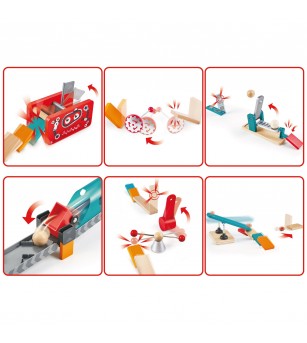 Jucarie din lemn - Domino fabrica de roboti (122 piese) - Jocuri STEM Jucarie din lemn - Domino fabrica de roboti (122 piese) - Jocuri STEM