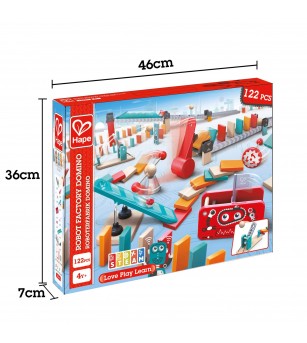 Jucarie din lemn - Domino fabrica de roboti (122 piese) - Jocuri STEM Jucarie din lemn - Domino fabrica de roboti (122 piese) - Jocuri STEM