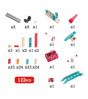 Jucarie din lemn - Domino fabrica de roboti (122 piese) - Jocuri STEM Jucarie din lemn - Domino fabrica de roboti (122 piese) - Jocuri STEM