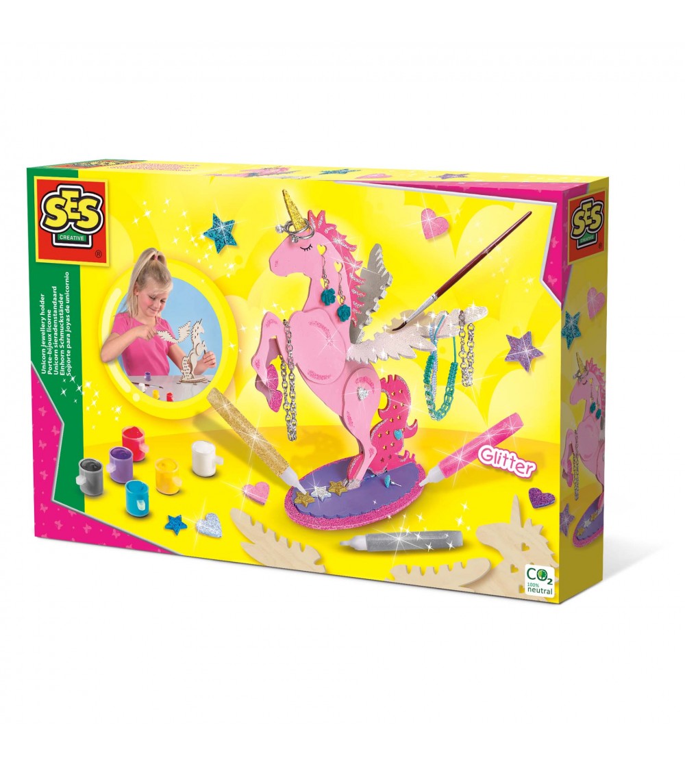 Set creativ - Suport din lemn de bijuterii Unicorn - Lucru manual pentru adulți