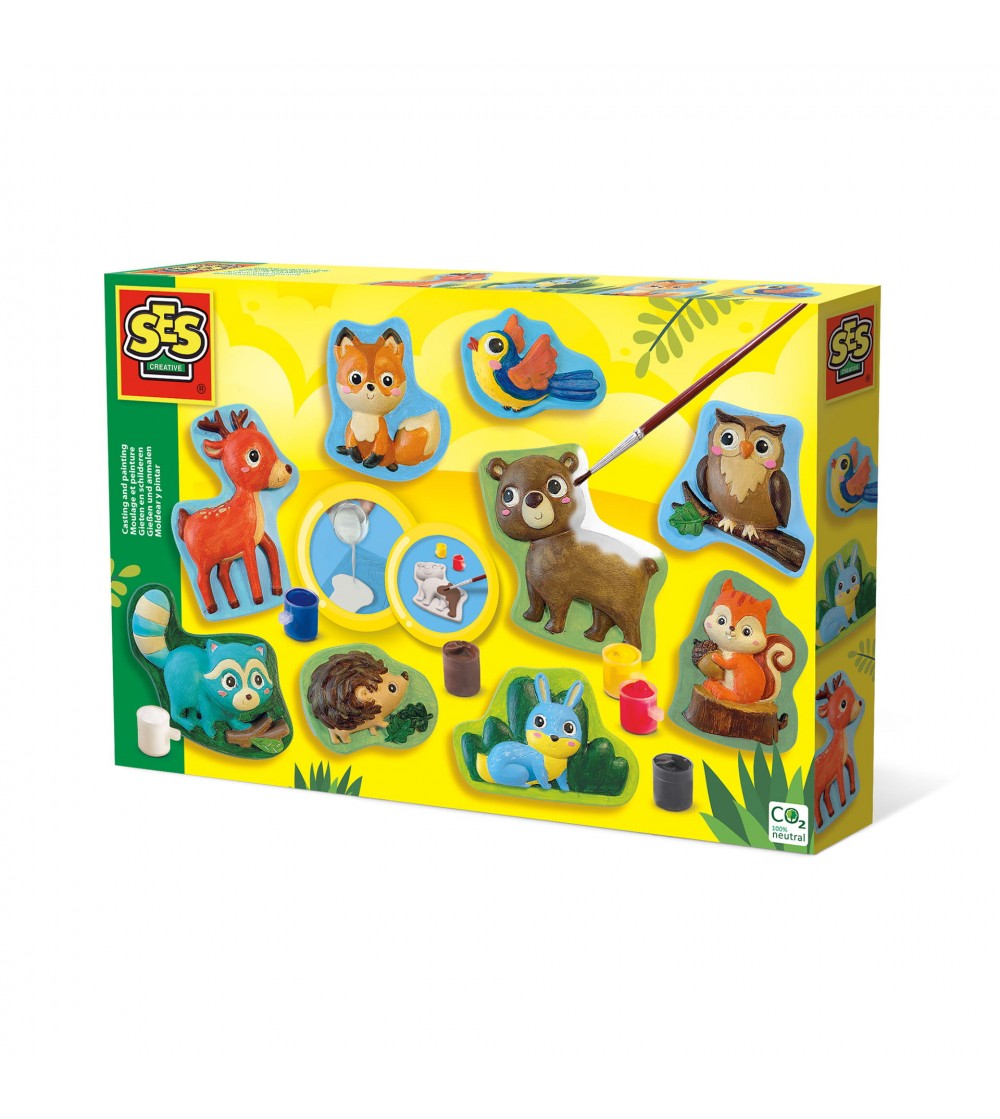 Set creativ mulaj si pictura - Animale din padure - Figurine de pictat