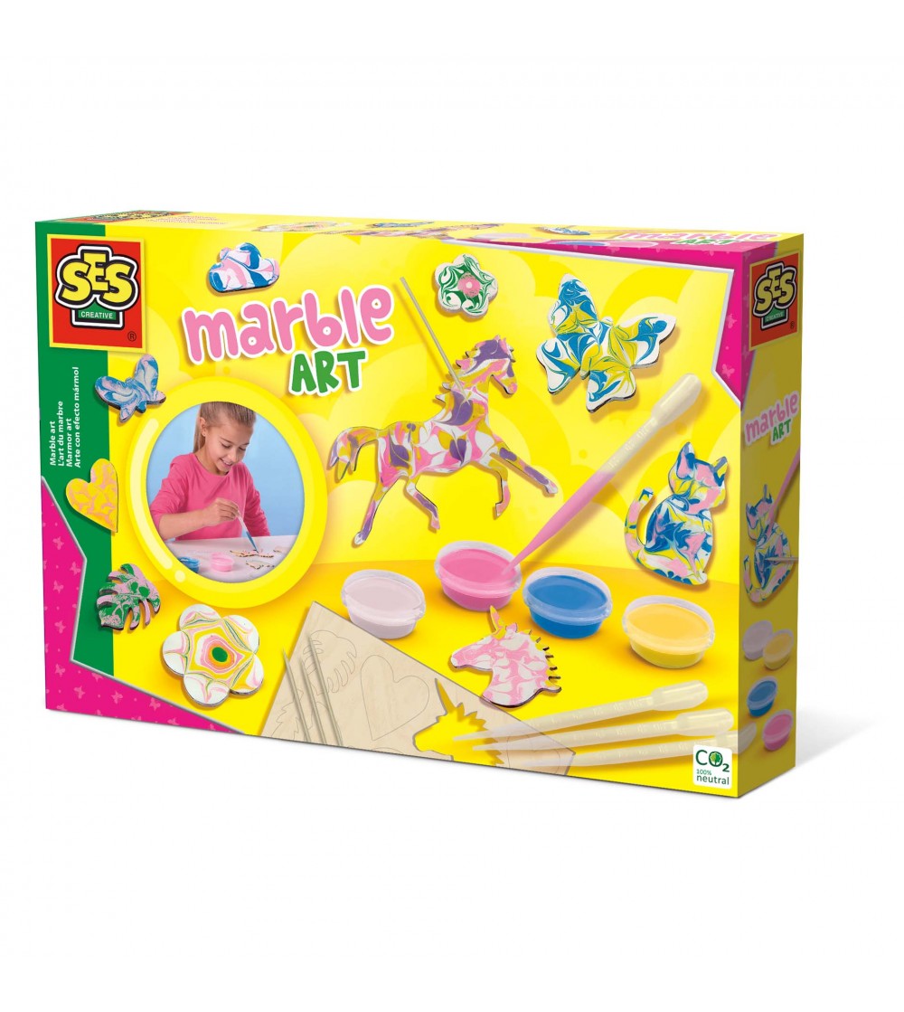 Set creativ - Decoratiuni cu efect de marmura - Figurine de pictat