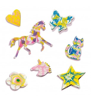 Set creativ - Decoratiuni cu efect de marmura - Figurine de pictat