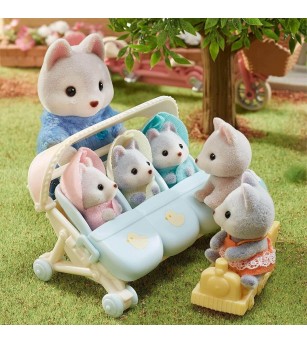 Figurine Sylvanian Families 5638 - gemenii cateluși Husky - Figurine