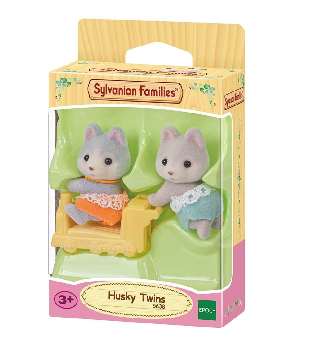 Figurine Sylvanian Families 5638 - gemenii cateluși Husky - Figurine