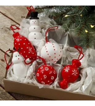 Ornament Crăciun din lemn, om de zăpadă 7,8 cm - Seturi Crăciun