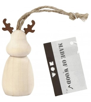 Ornament Crăciun din lemn, Figurina lemn Ren, 7 cm - Seturi Crăciun