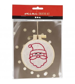 Mini Kit de broderie cu gherghef, Moș Crăciun - Seturi Crăciun