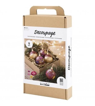Kit DIY Ornamente pentru brad, globuri Decoupage - Seturi Crăciun